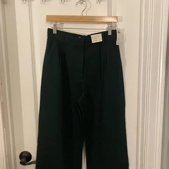 NWT Abercrombie & Fitch Sloane Tailored Pant Wide Leg Kelly Green - Picture 2 of 8
